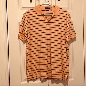 Ralph Lauren Peach Polo with Navy Stripes